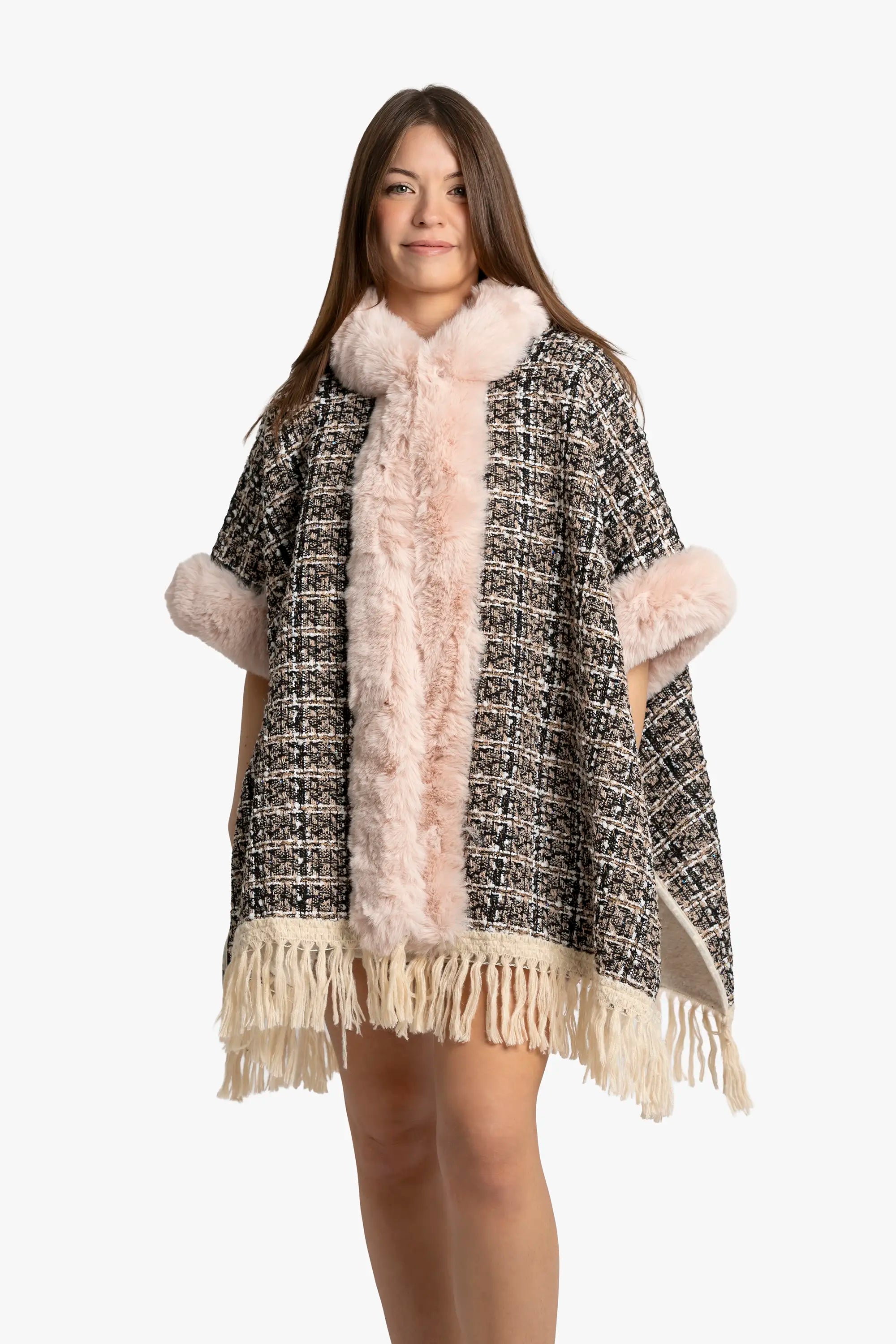 Blush Tweed Luxe Poncho