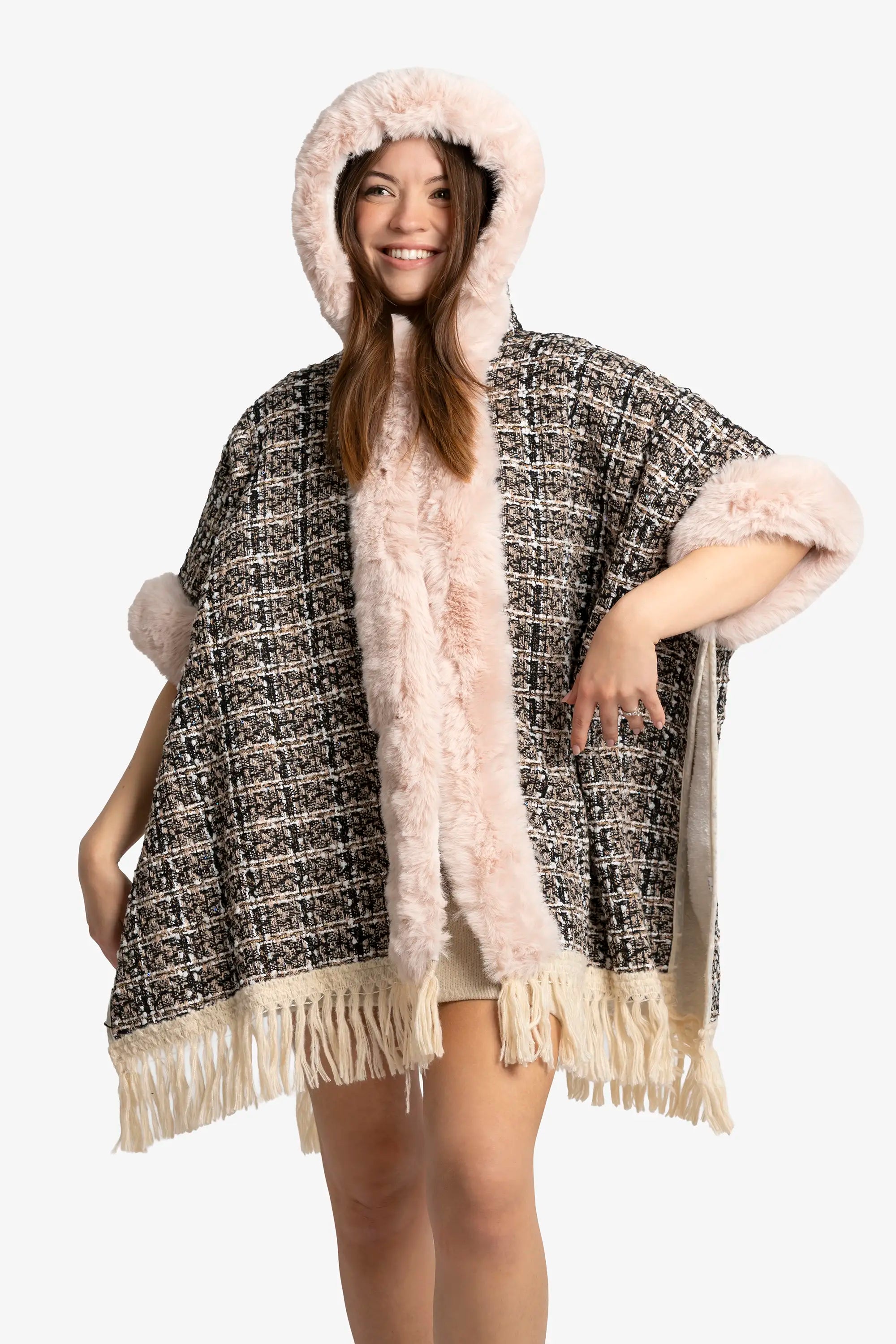 Blush Tweed Luxe Poncho
