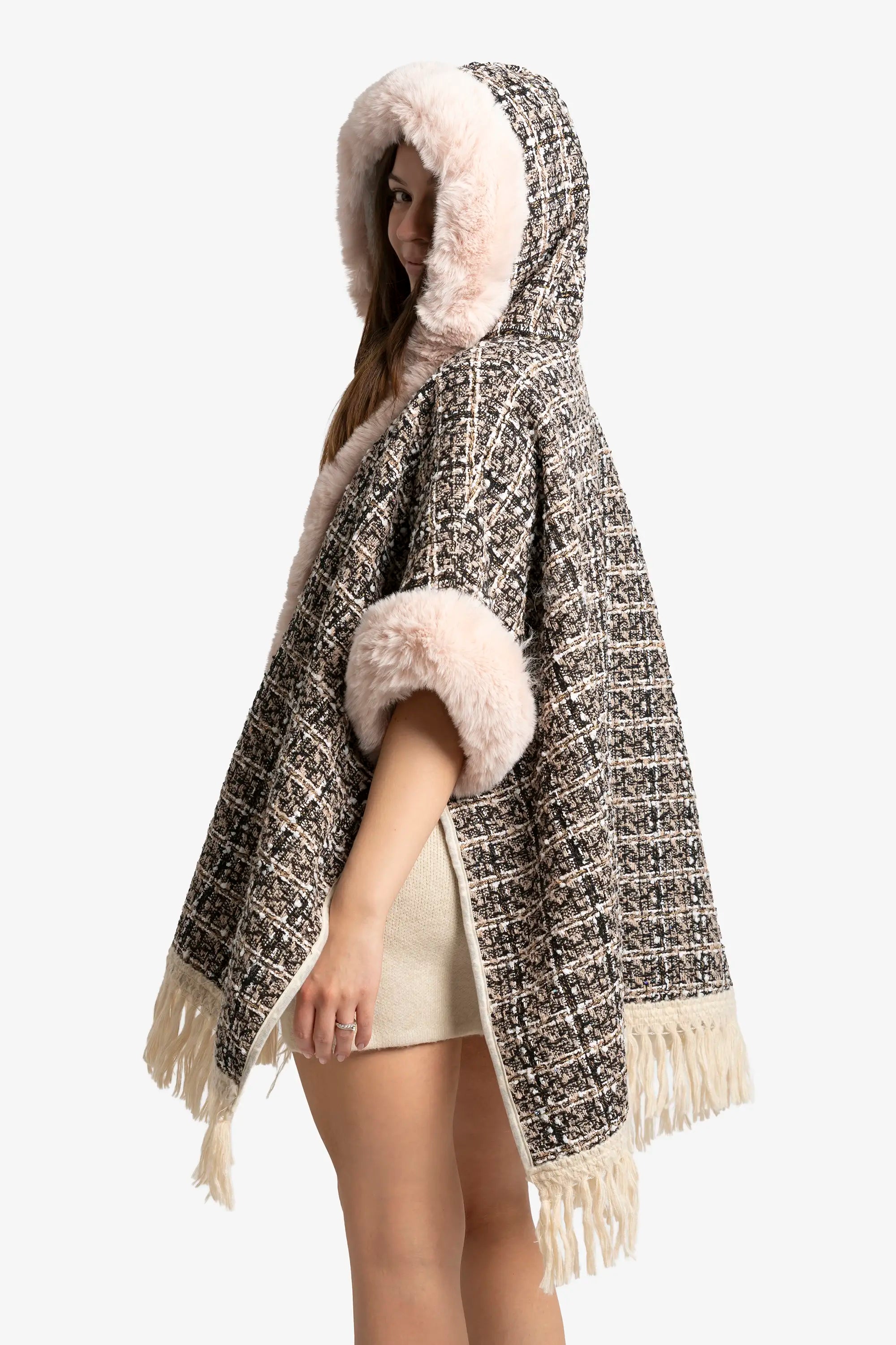 Blush Tweed Luxe Poncho