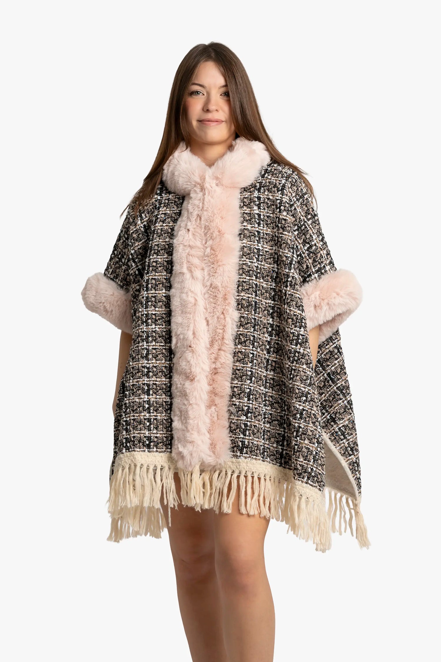 Blush Tweed Luxe Poncho