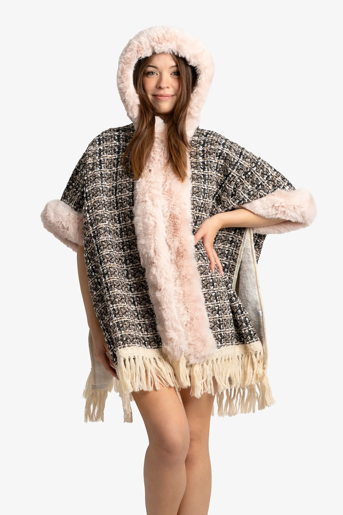 Blush Tweed Luxe Poncho