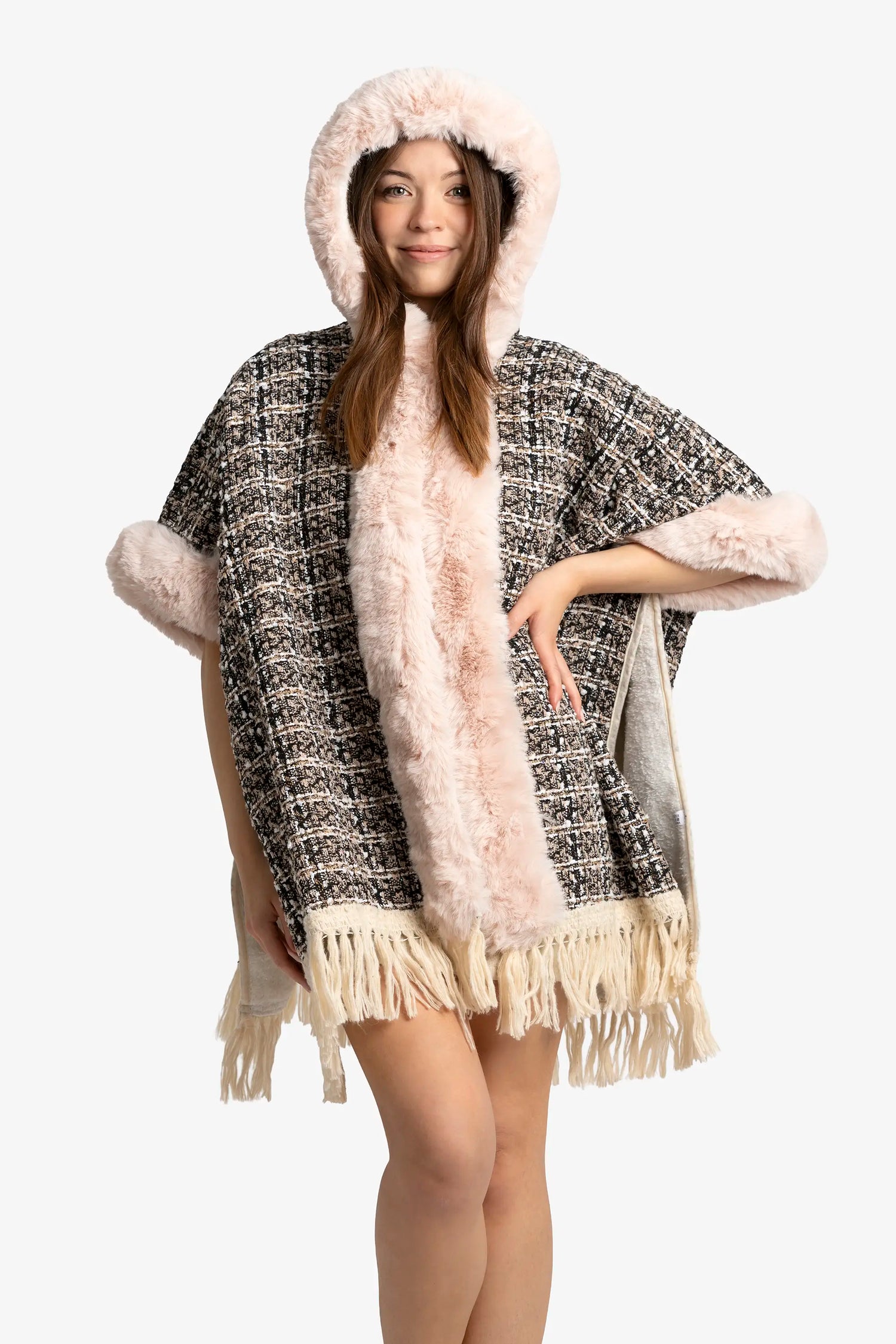 Blush Tweed Luxe Poncho