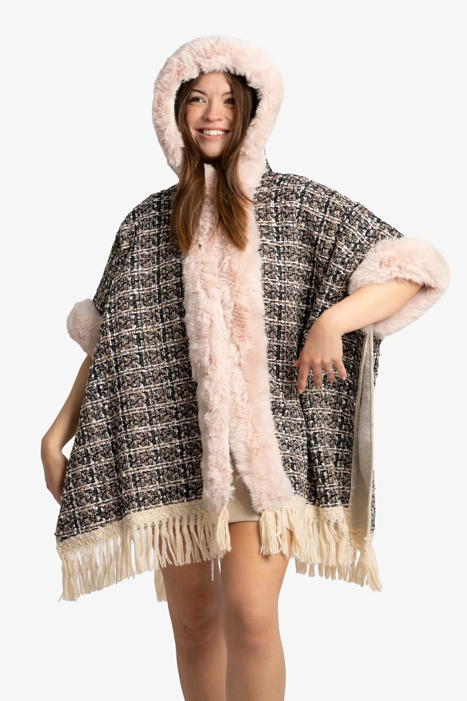 Blush Tweed Luxe Poncho