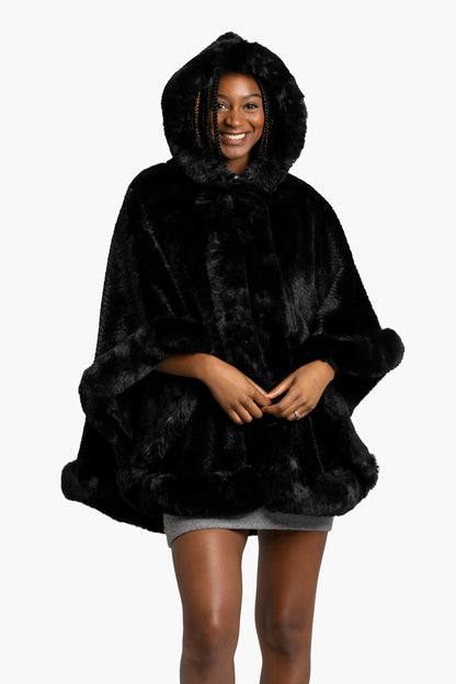 Midnight Plush Hooded Poncho