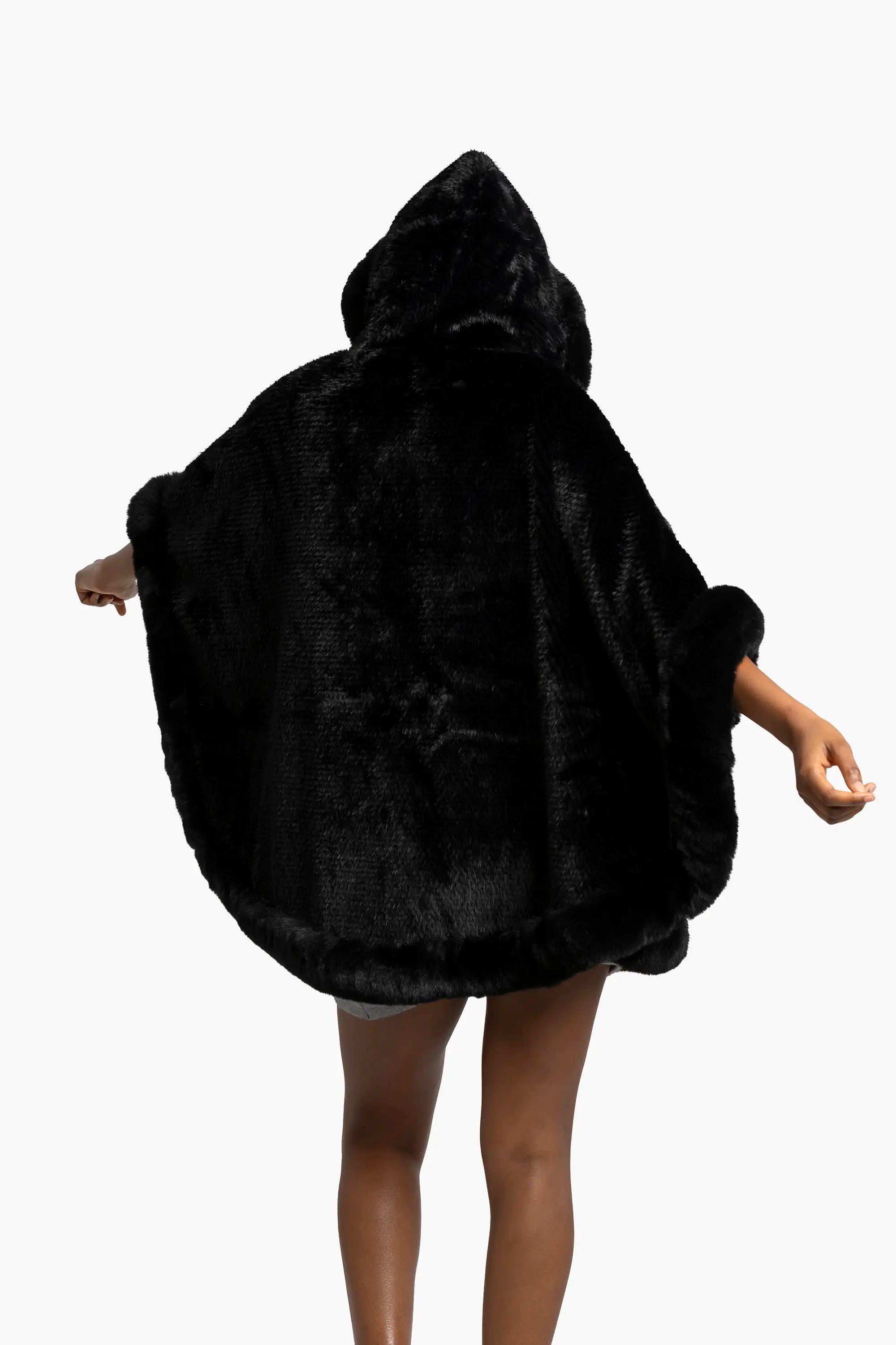Midnight Plush Hooded Poncho
