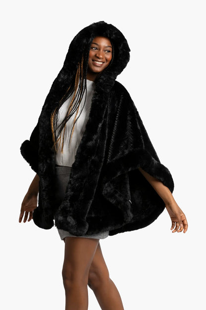 Midnight Plush Hooded Poncho