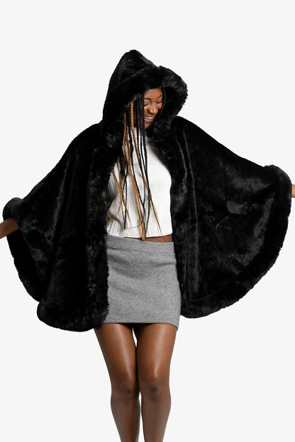 Midnight Plush Hooded Poncho