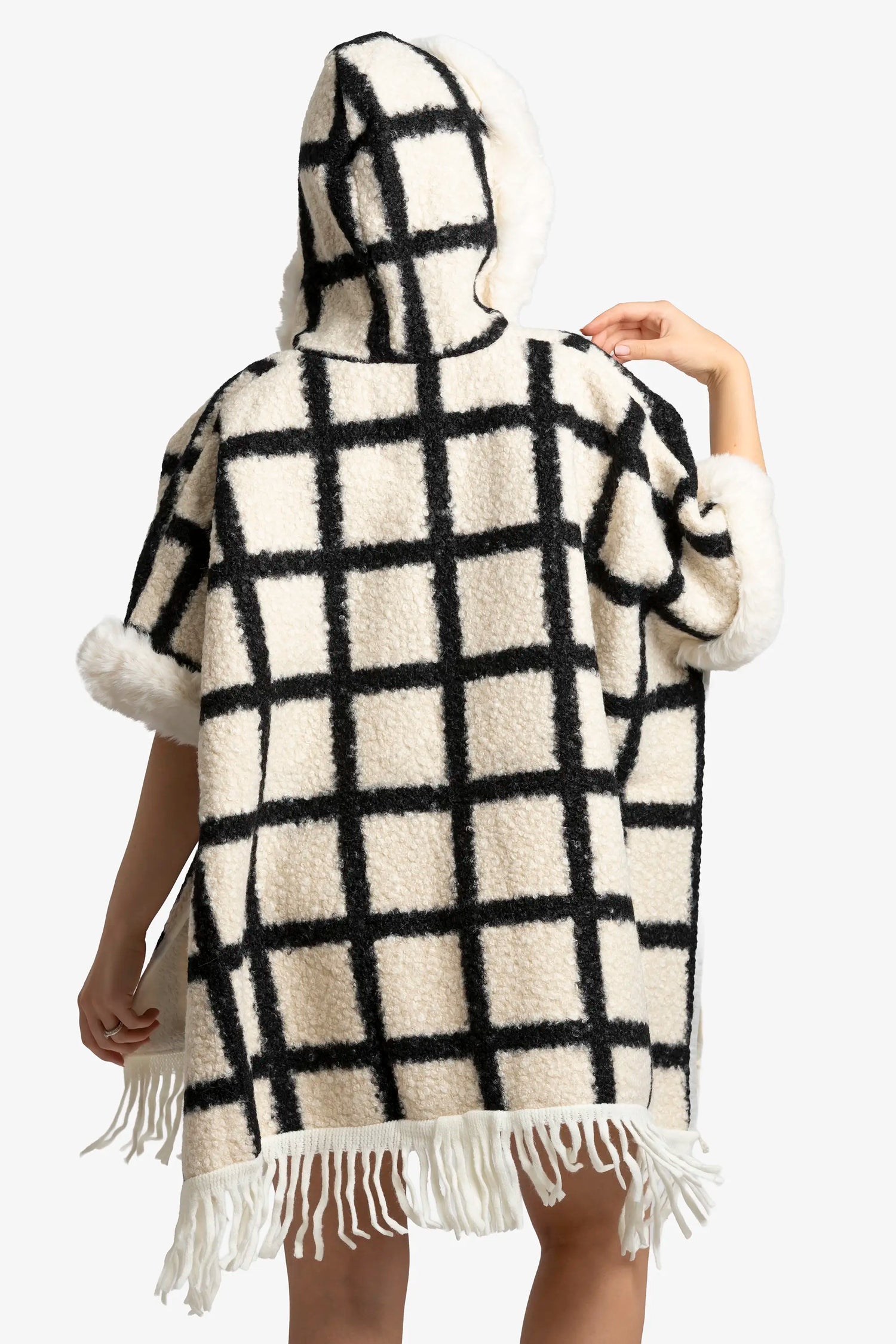 Modern Grid Cozy Poncho