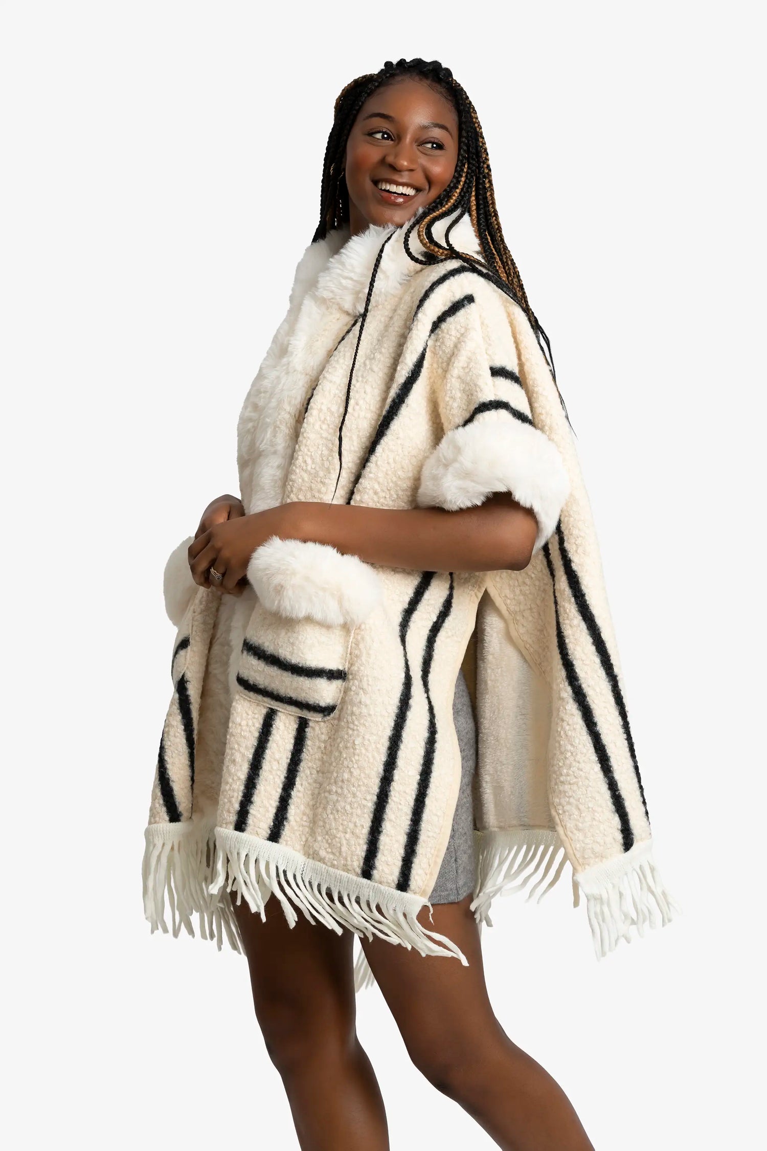 Nordic Stripe Luxe Poncho